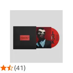Copertina del nuovo album di Salmo, "Hellvisback", con un uomo mascherato e il CD rosso.