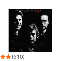 Copertina dell'album King Crimson / Red, con i volti dei musicisti in primo piano.