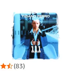 Copertina dell'album "111" di Tiziano Ferro, con il cantante in primo piano. Le canzoni di Tiziano Ferro in questo album sono un viaggio emozionante.