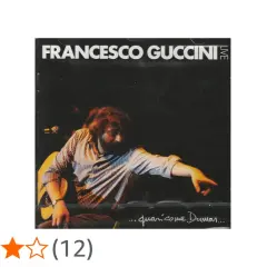 Copertina di "Francesco Guccini Live", con il cantautore che indica, forse raccontando una storia d'amore in una sua canzone.