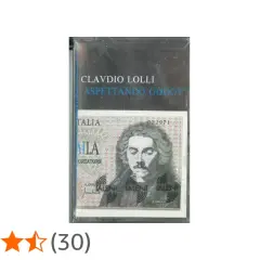 Copertina cassetta "Claudio Lolli Aspettando Godot", con ritratto di uomo su sfondo di banconota italiana.