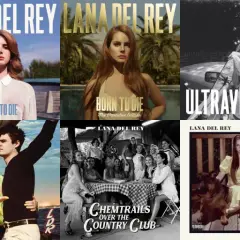 Copertine di album di Lana Del Rey: "Lana Del Rey aka Lizzy Grant", "Born to Die", "Ultraviolence", "Honeymoon", "Lust for Life", "Chemtrails over the Country Club", "Did You Know That There's a Tunnel Under Ocean Blvd".