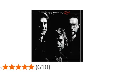 Copertina dell'album King Crimson / Red, con i volti dei musicisti in primo piano.