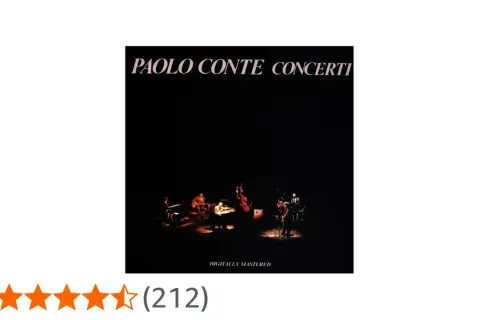 Copertina di "Paolo Conte Concerti", parte della sua discografia, con la band sul palco.