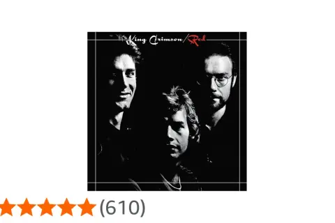 Copertina dell'album King Crimson / Red, con i volti dei musicisti in primo piano.