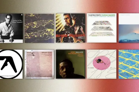 Raccolta di copertine di album, tra cui Blade Runner, Apollo di Brian Eno e John Coltrane, perfette per chi ama le più belle canzoni strumentali e colonne sonore senza voce.