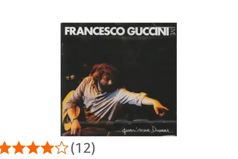 Copertina di "Francesco Guccini Live", con il cantautore che indica, forse raccontando una storia d'amore in una sua canzone.