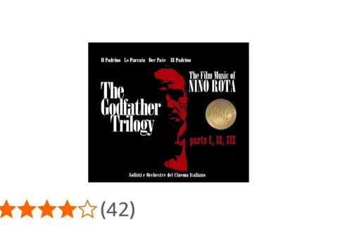 La copertina dell'album "The Godfather Trilogy" con la musica di Nino Rota, che evoca l'epica saga de Il Padrino.