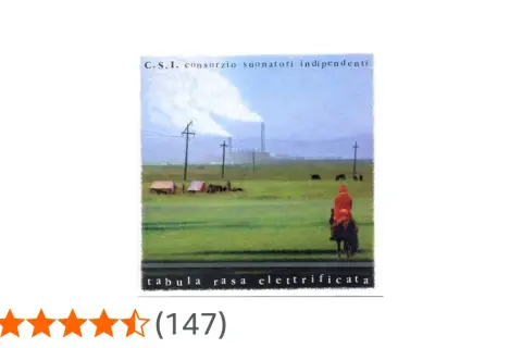 Copertina album "tabula rasa elettrificata" con paesaggio rurale e ciminiere fumanti.