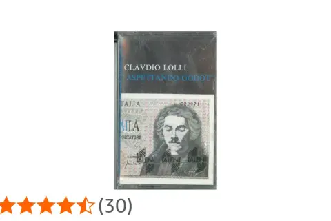Copertina cassetta "Claudio Lolli Aspettando Godot", con ritratto di uomo su sfondo di banconota italiana.