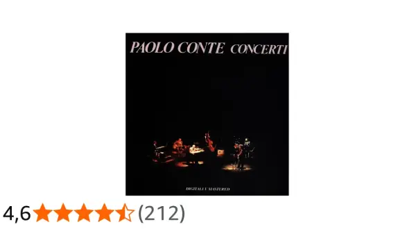 Copertina di "Paolo Conte Concerti", parte della sua discografia, con la band sul palco.