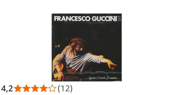 Copertina di "Francesco Guccini Live", con il cantautore che indica, forse raccontando una storia d'amore in una sua canzone.