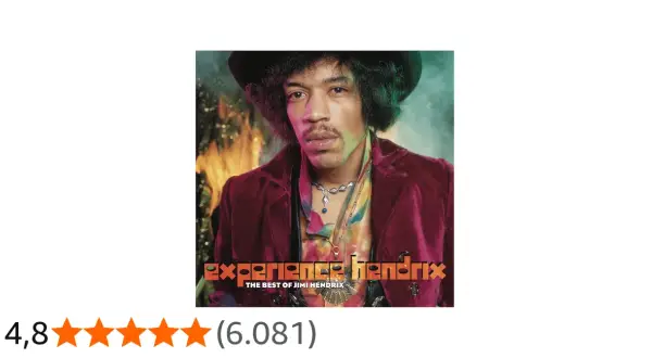 Copertina dell'album di Jimi Hendrix, "Experience Hendrix: The Best of Jimi Hendrix", con il chitarrista in primo piano.