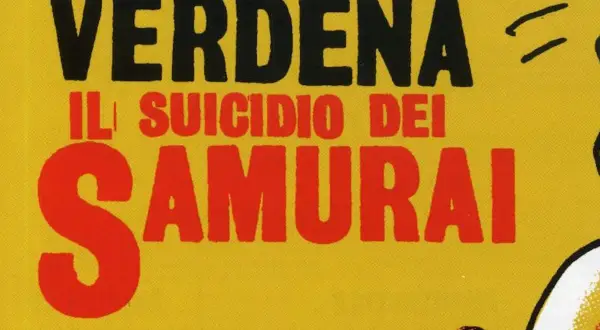 Verdena presenta "Il suicidio dei samurai" in caratteri rossi e neri su sfondo giallo.