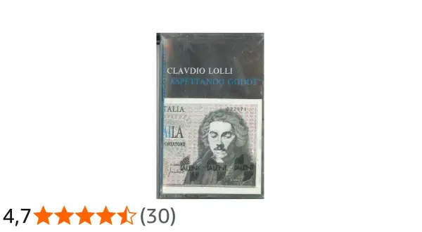 Copertina cassetta "Claudio Lolli Aspettando Godot", con ritratto di uomo su sfondo di banconota italiana.