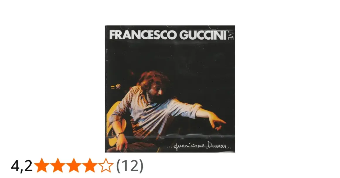 Copertina di "Francesco Guccini Live", con il cantautore che indica, forse raccontando una storia d'amore in una sua canzone.
