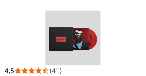 Copertina del nuovo album di Salmo, "Hellvisback", con un uomo mascherato e il CD rosso.