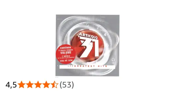 Copertina CD "Greatest Hits" degli Articolo 31, con il numero 31 in evidenza. Contiene "Volume" e "È Natale".
