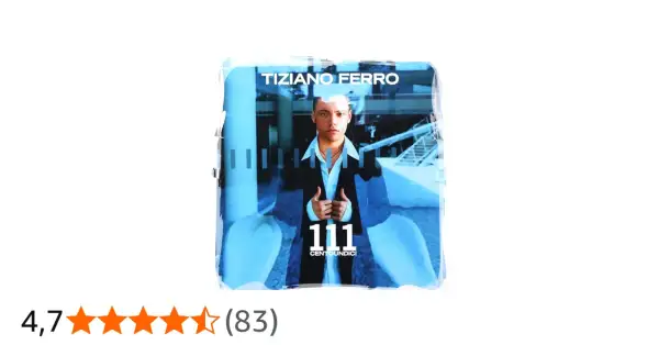Copertina dell'album "111" di Tiziano Ferro, con il cantante in primo piano. Le canzoni di Tiziano Ferro in questo album sono un viaggio emozionante.