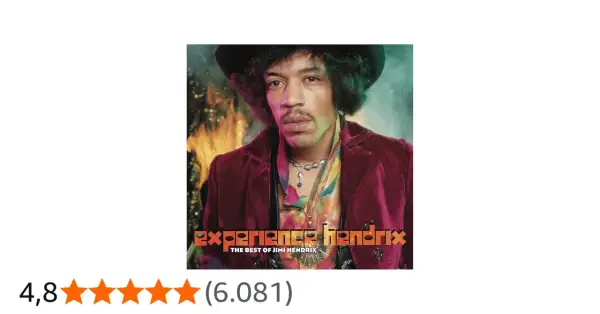 Copertina dell'album di Jimi Hendrix, "Experience Hendrix: The Best of Jimi Hendrix", con il chitarrista in primo piano.
