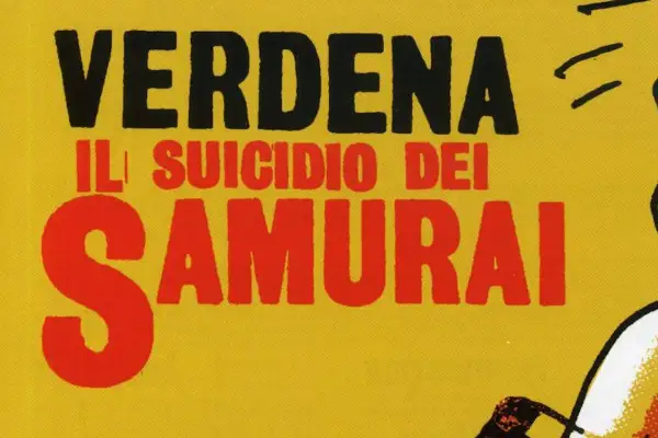 Verdena presenta "Il suicidio dei samurai" in caratteri rossi e neri su sfondo giallo.