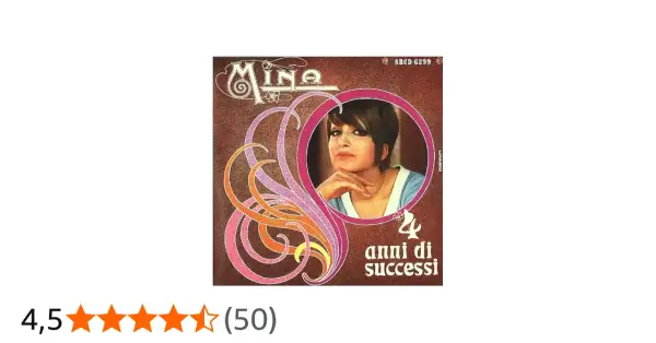 Copertina dell'album di Mina "4 anni di successi", con la cantante ritratta in un cerchio rosa.